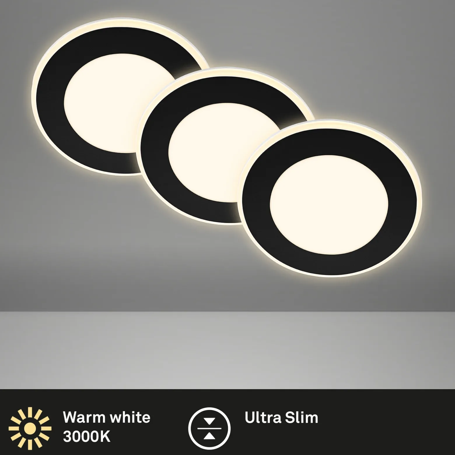 Lámpara empotrable LED Gima, negra, 3.000 K, juego de 3