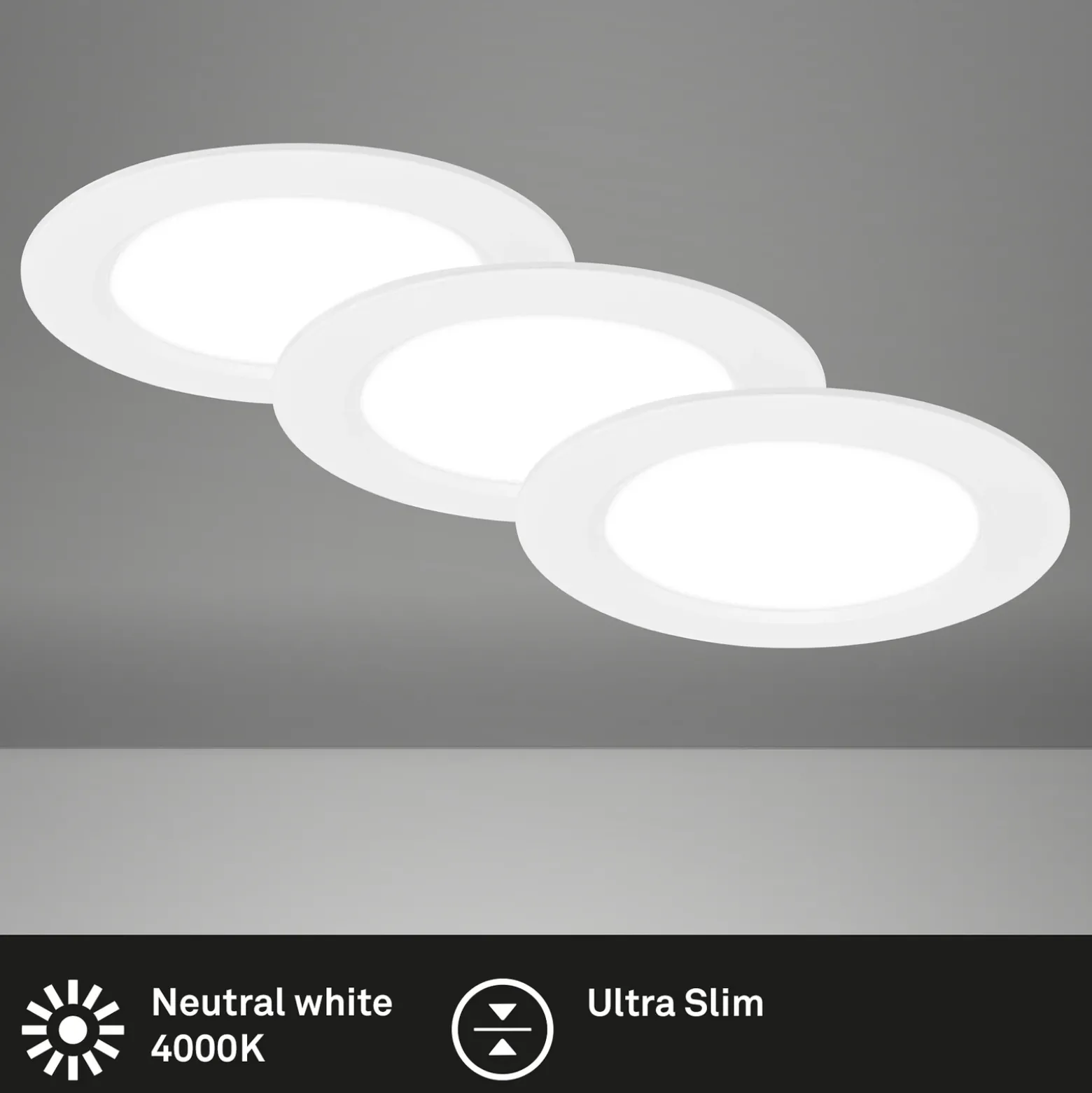 Lámpara empotrable LED Jeft, Ø12cm, blanca, juego de 3, encendido/apagado,