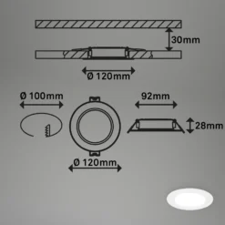 Lámpara empotrable LED Jeft, Ø12cm, blanca, juego de 3, encendido/apagado,