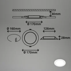 Lámpara empotrable LED Jeft, Ø 17 cm, blanca, 4000K, atenuable