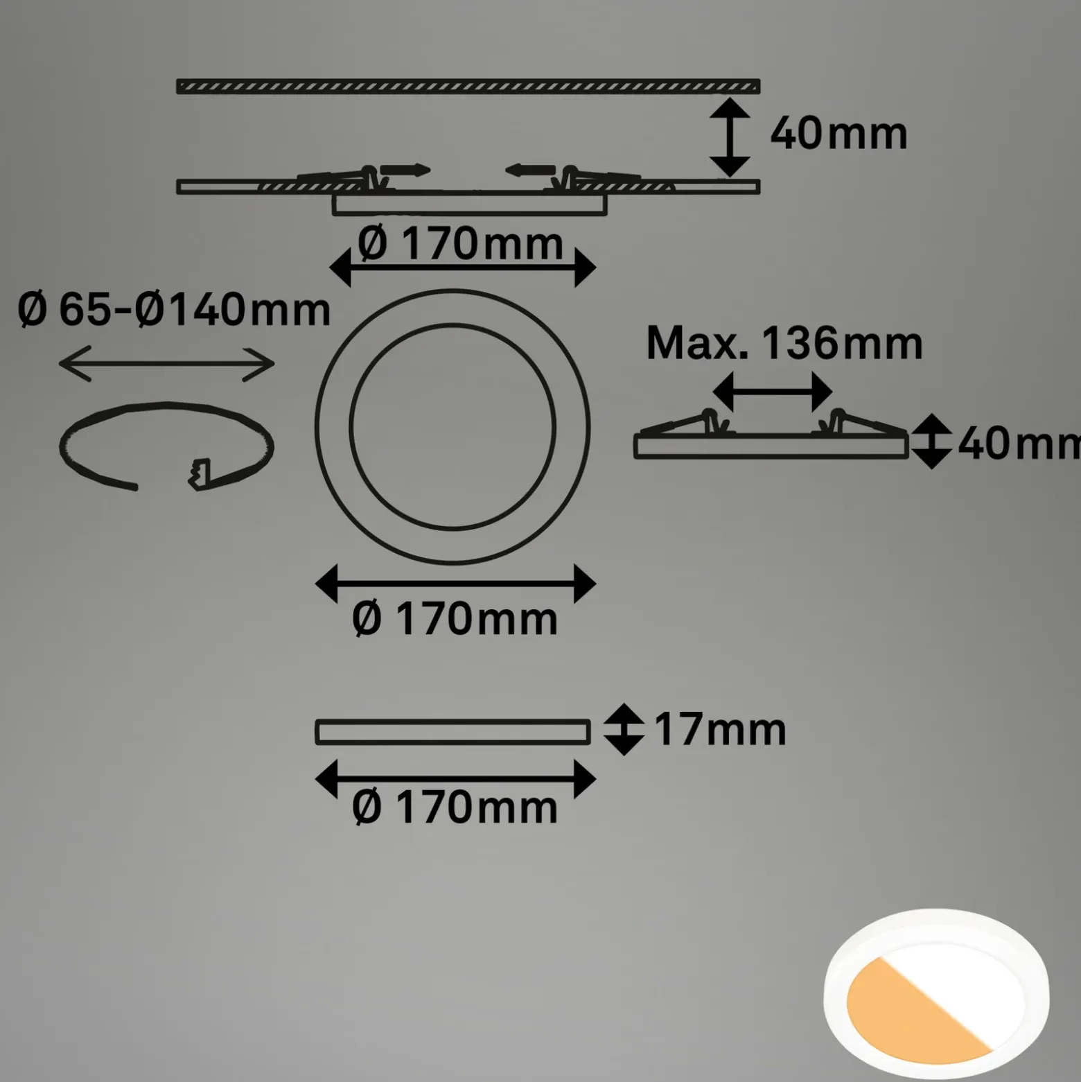 Lámpara empotrable LED 7609 3.000K/4.000K Ø 17 cm