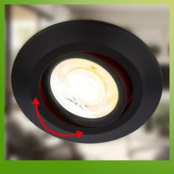 Lámpara empotrable LED Klira, negra, Ø 9 cm, orientable, juego de 3
