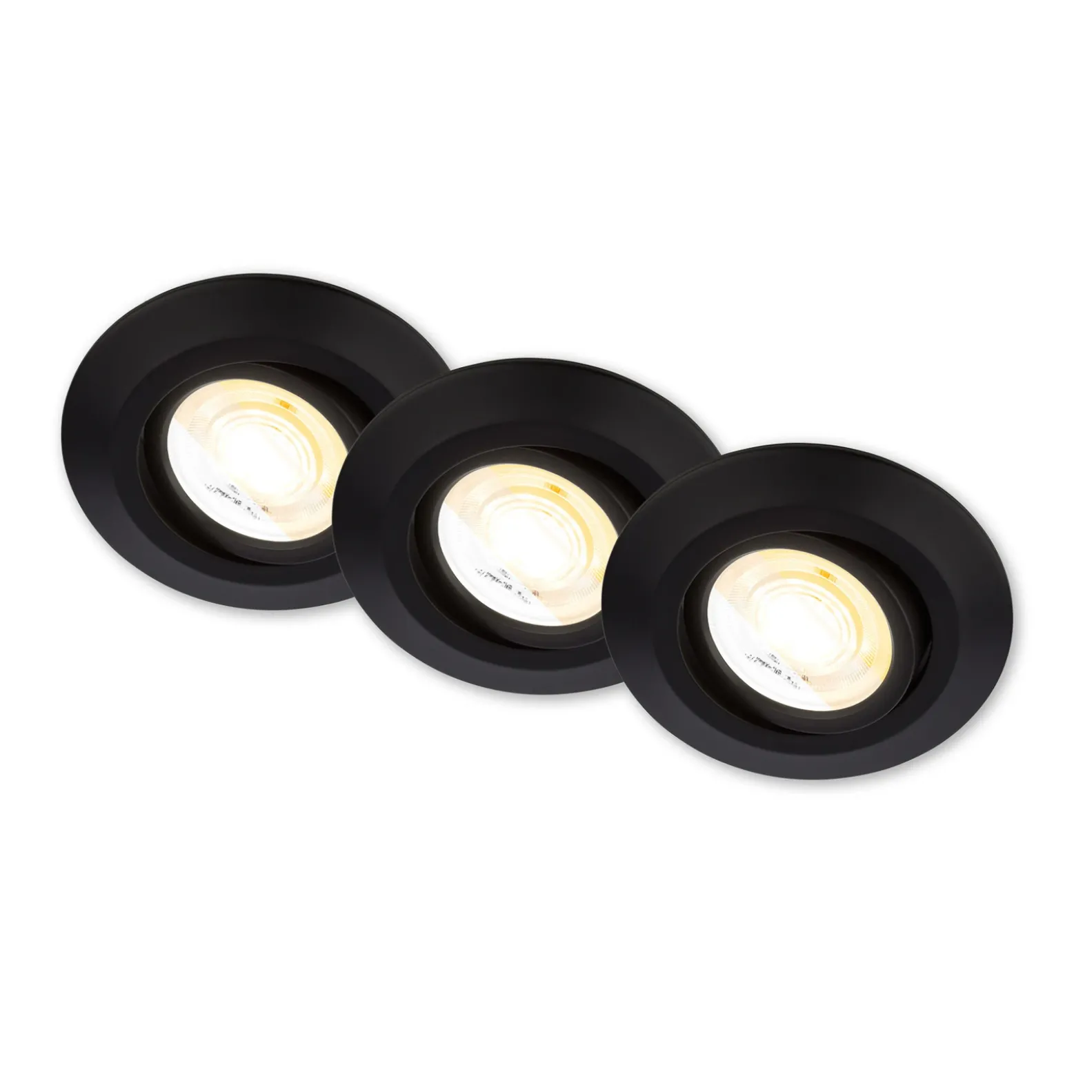 Lámpara empotrable LED Klira, negra, Ø 9 cm, orientable, juego de 3