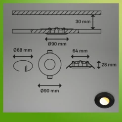 Lámpara empotrable LED Klira, negra, Ø 9 cm, IP44, juego de 3 unidades