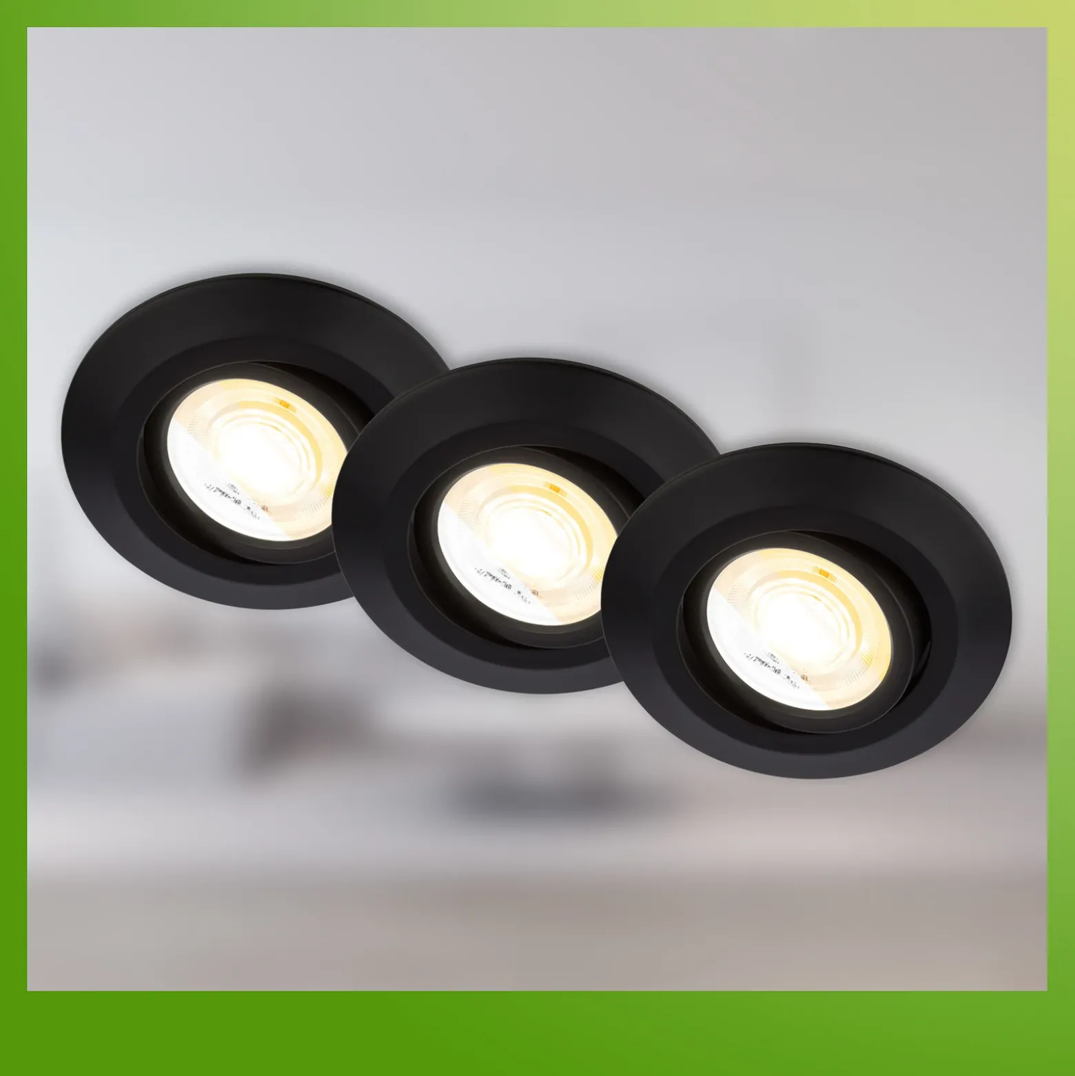 Lámpara empotrable LED Klira, negra, orientable, atenuable, juego de 3