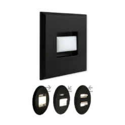 Lámpara empotrable LED MEGAMAN Tina, negra, longitud 9 cm, orientable
