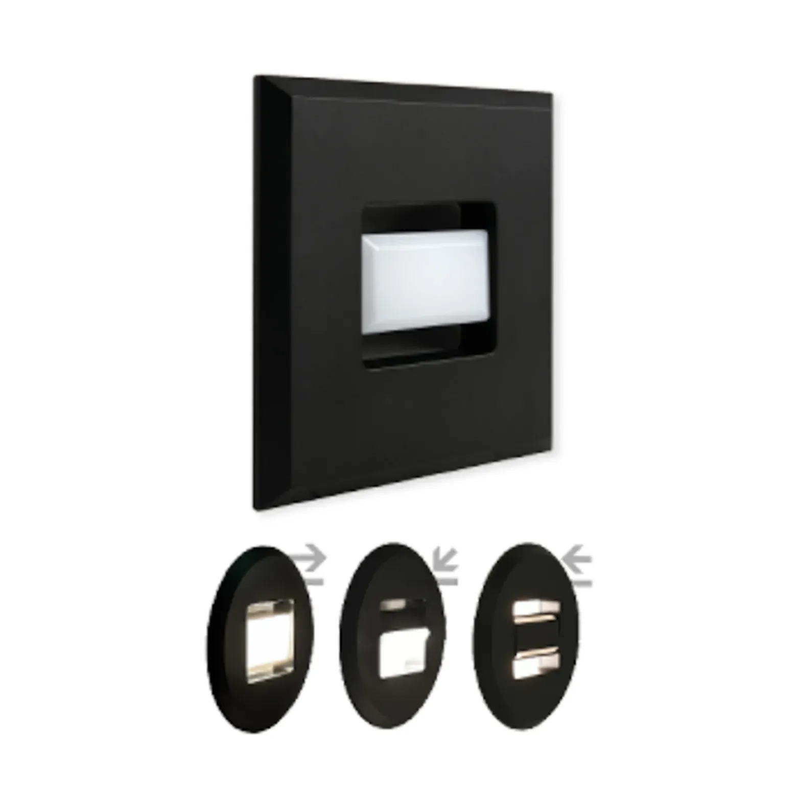 Lámpara empotrable LED MEGAMAN Tina, negra, longitud 9 cm, orientable