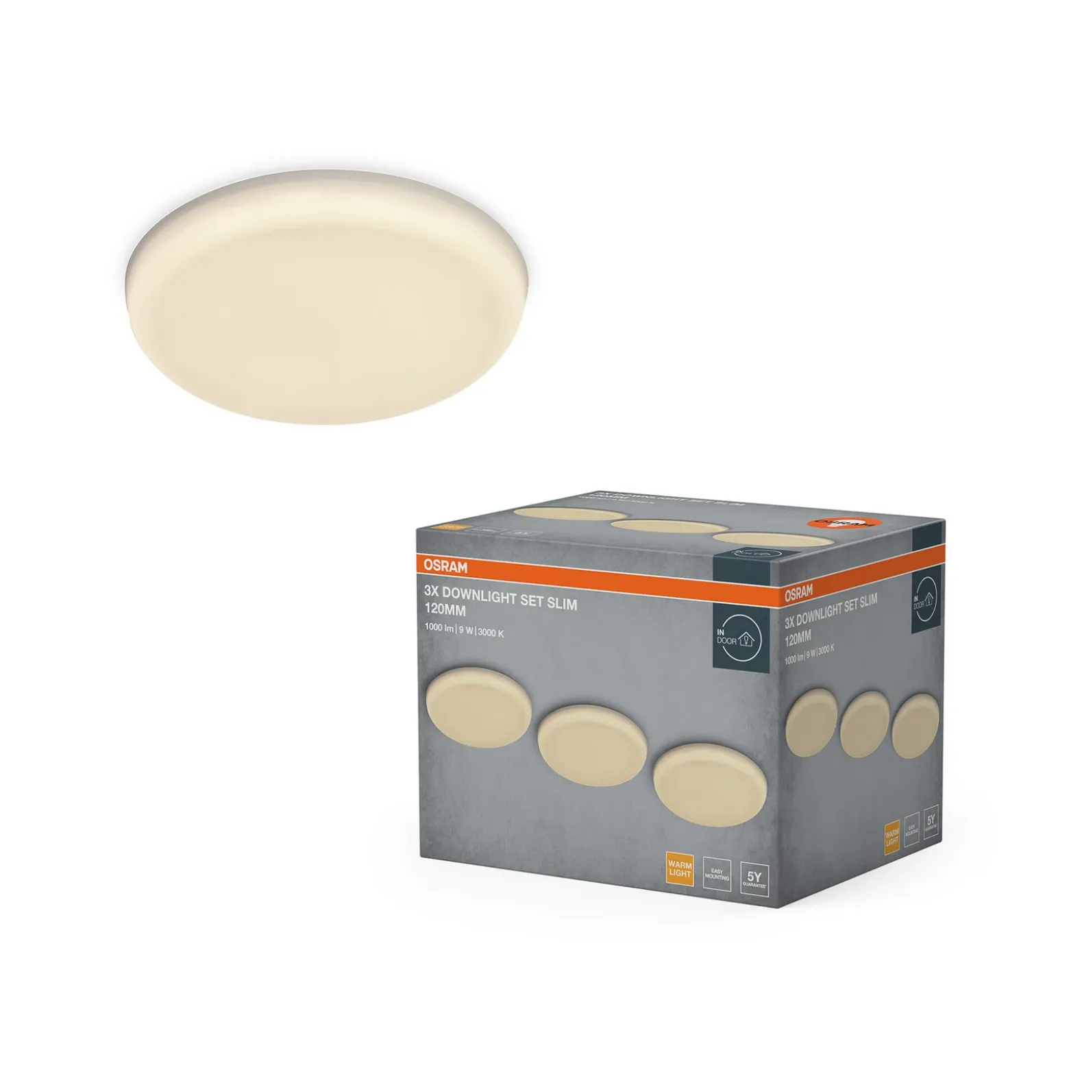 Lámpara empotrable LED OSRAM SLIM, Ø 12 cm, blanca, metal, 3.000 K