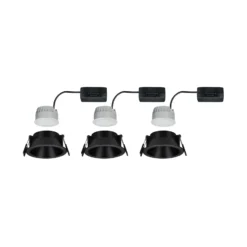 Lámpara empotrable LED Paulmann Cole Coin negra Ø9cm IP44 atenuable 3 unidades