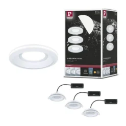 Lámpara empotrable LED Paulmann Sormus blanca, Ø 10 cm, IP65, juego de 3
