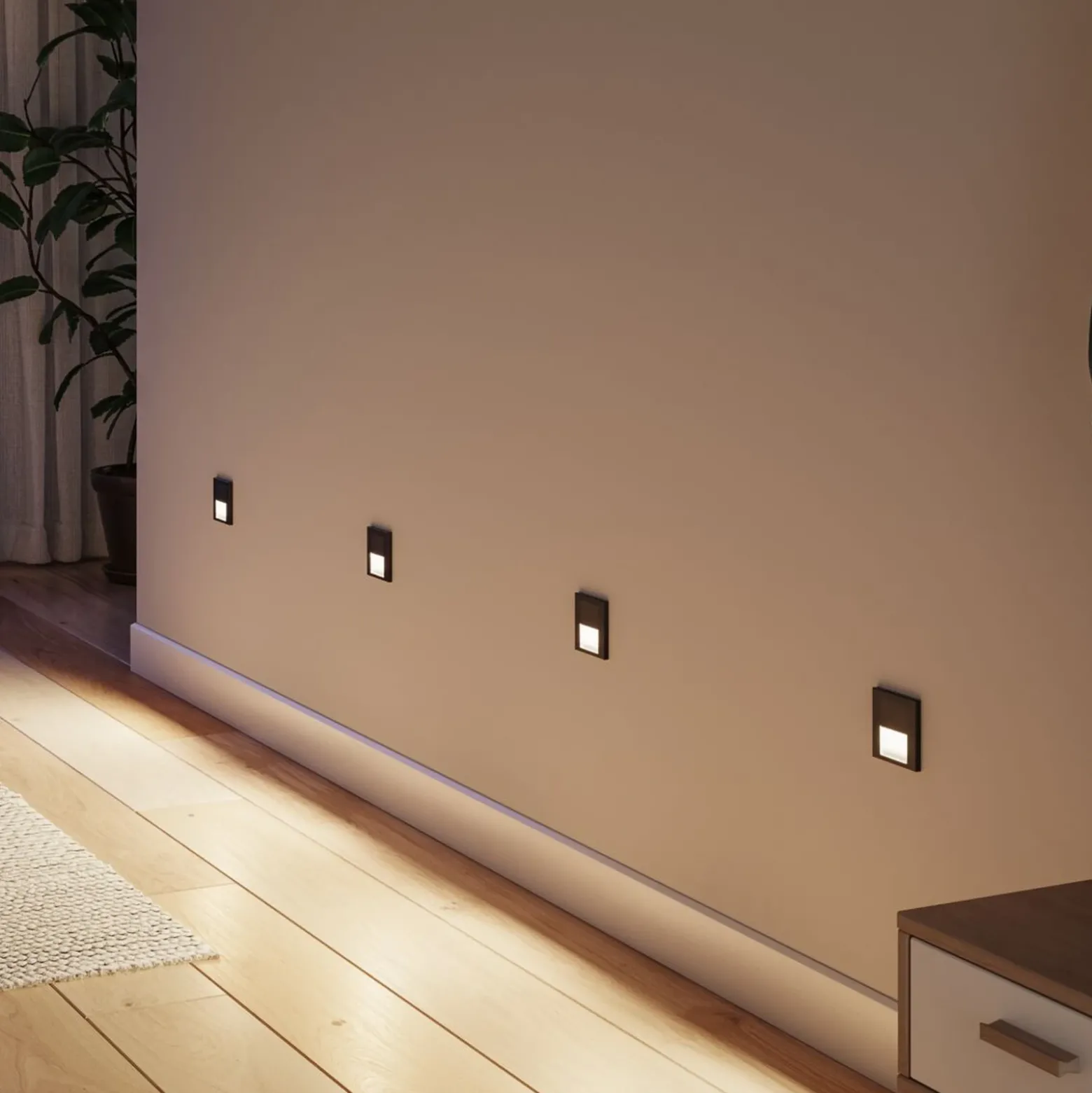 Lámpara empotrable LED Paulmann Tsaro, de plástico negro, 2700 K