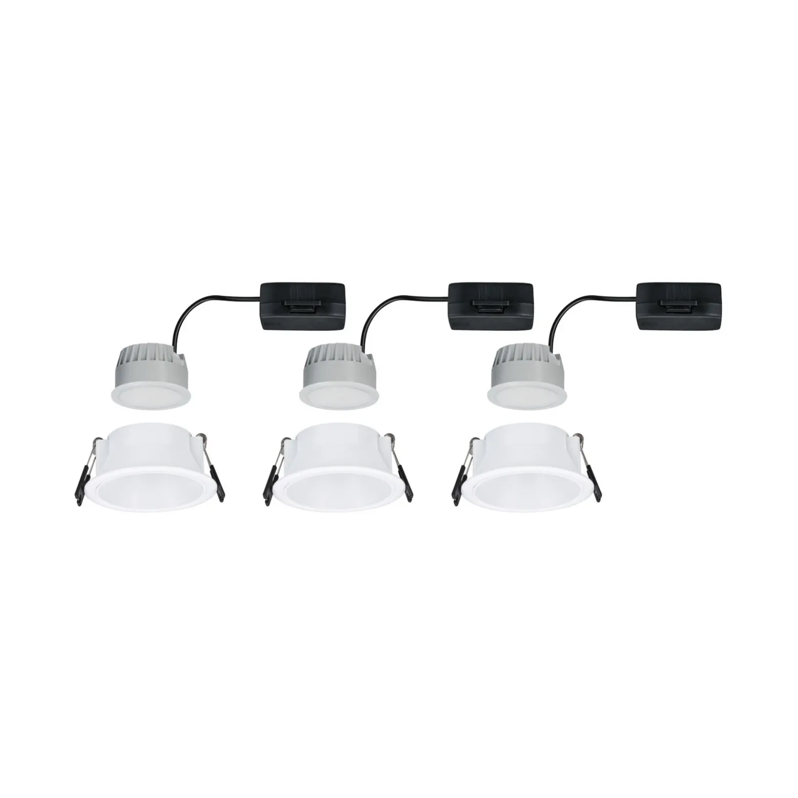 lámpara empotrable LED Paulmann Cole Coin blanca Ø9cm IP44 atenuable, juego de