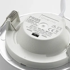 Lámpara empotrable LED Prios Cadance, plata, 12 cm, juego de 2, CCT