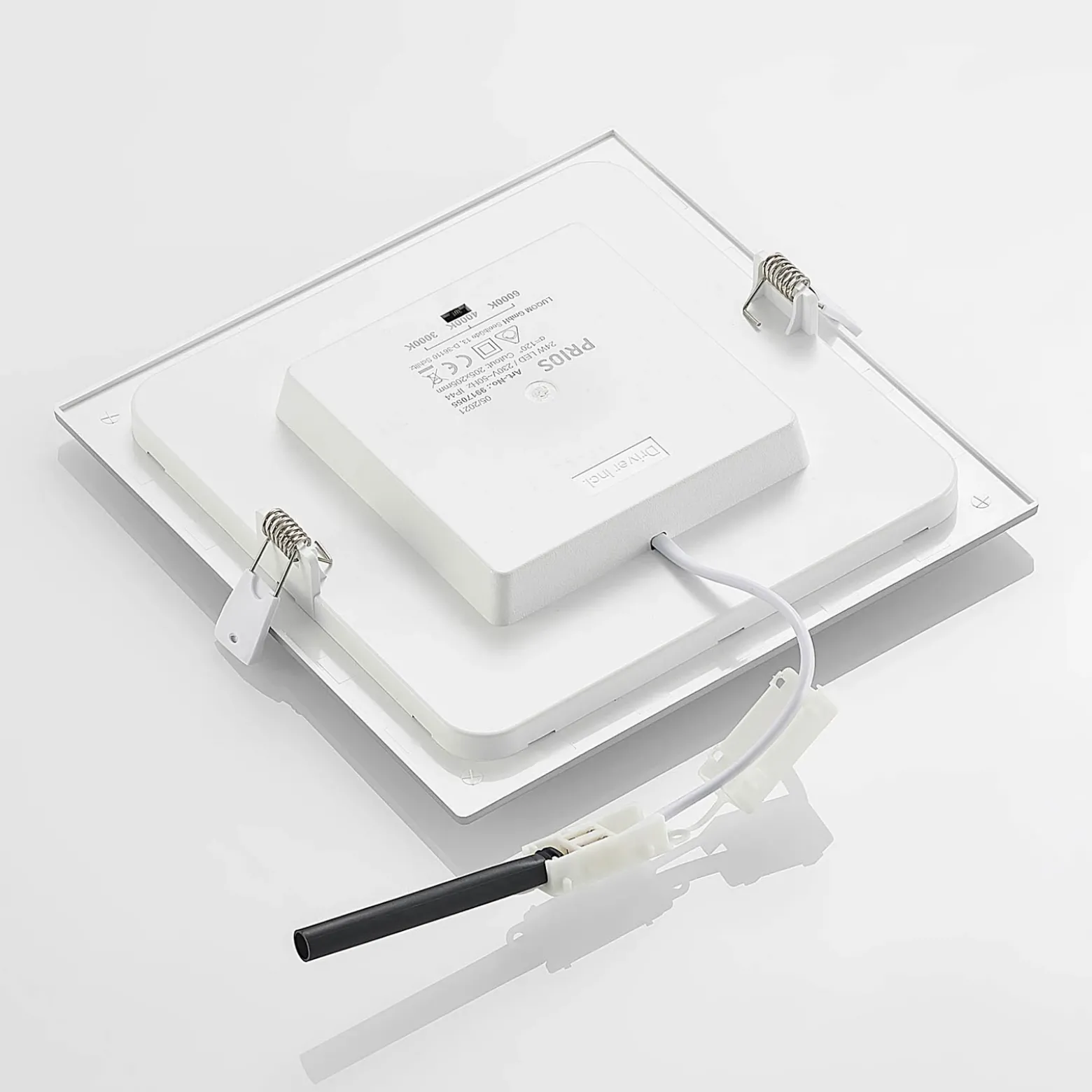Lámpara empotrable LED Prios Helina, plata, 22 cm, 24 W, atenuable