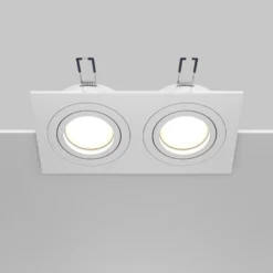 Lámpara empotrable Maytoni Atom, blanca, 2 luces, 17,5 x 9,2 cm