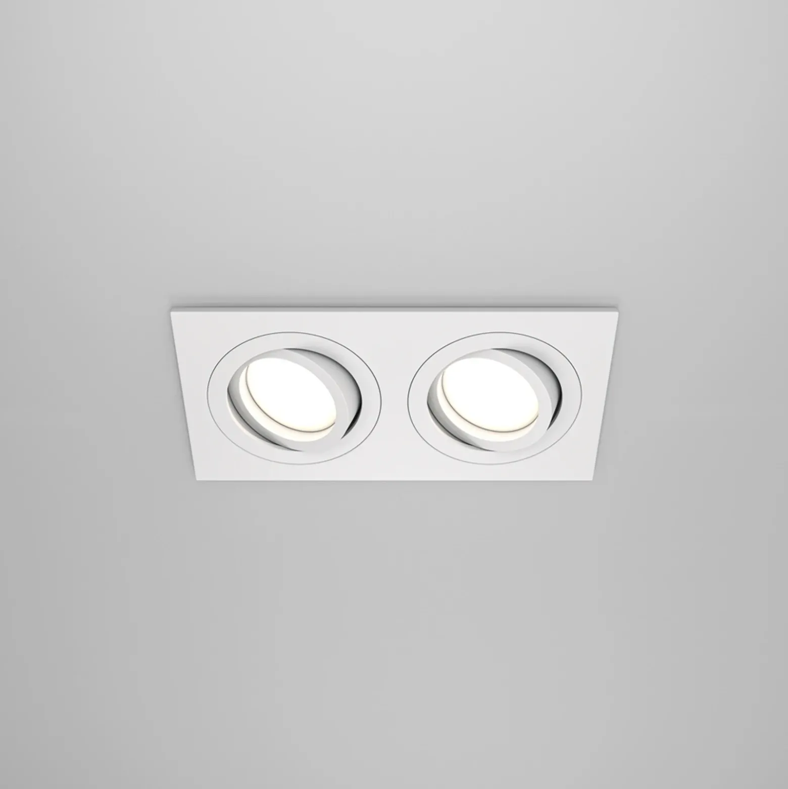 Lámpara empotrable Maytoni Atom, blanca, 2 luces, 17,5 x 9,2 cm