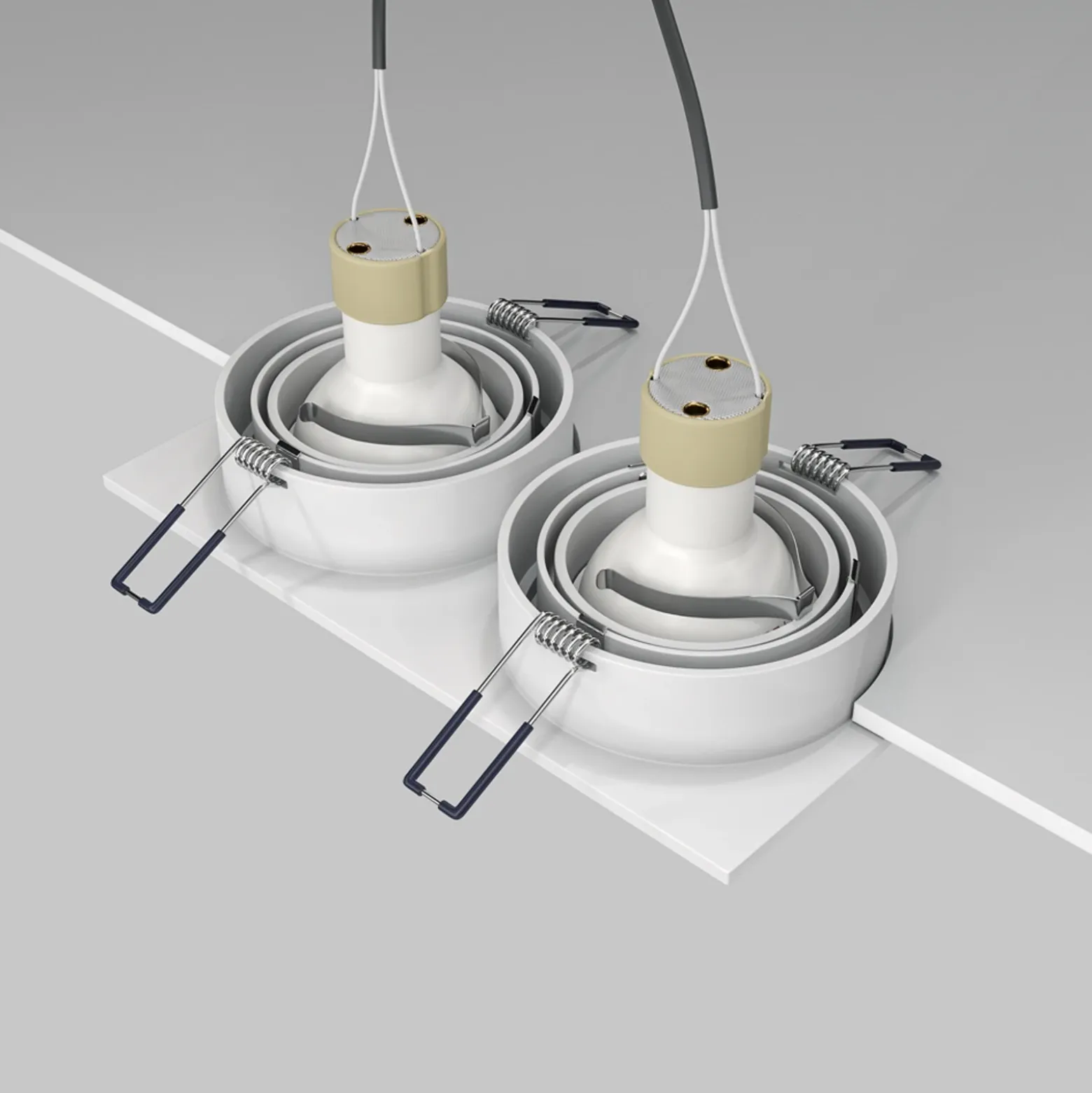 Lámpara empotrable Maytoni Atom, blanca, 2 luces, 17,5 x 9,2 cm