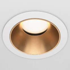 Lámpara empotrable Maytoni Share, blanco/oro, Ø 8,5 cm, aluminio, GU10