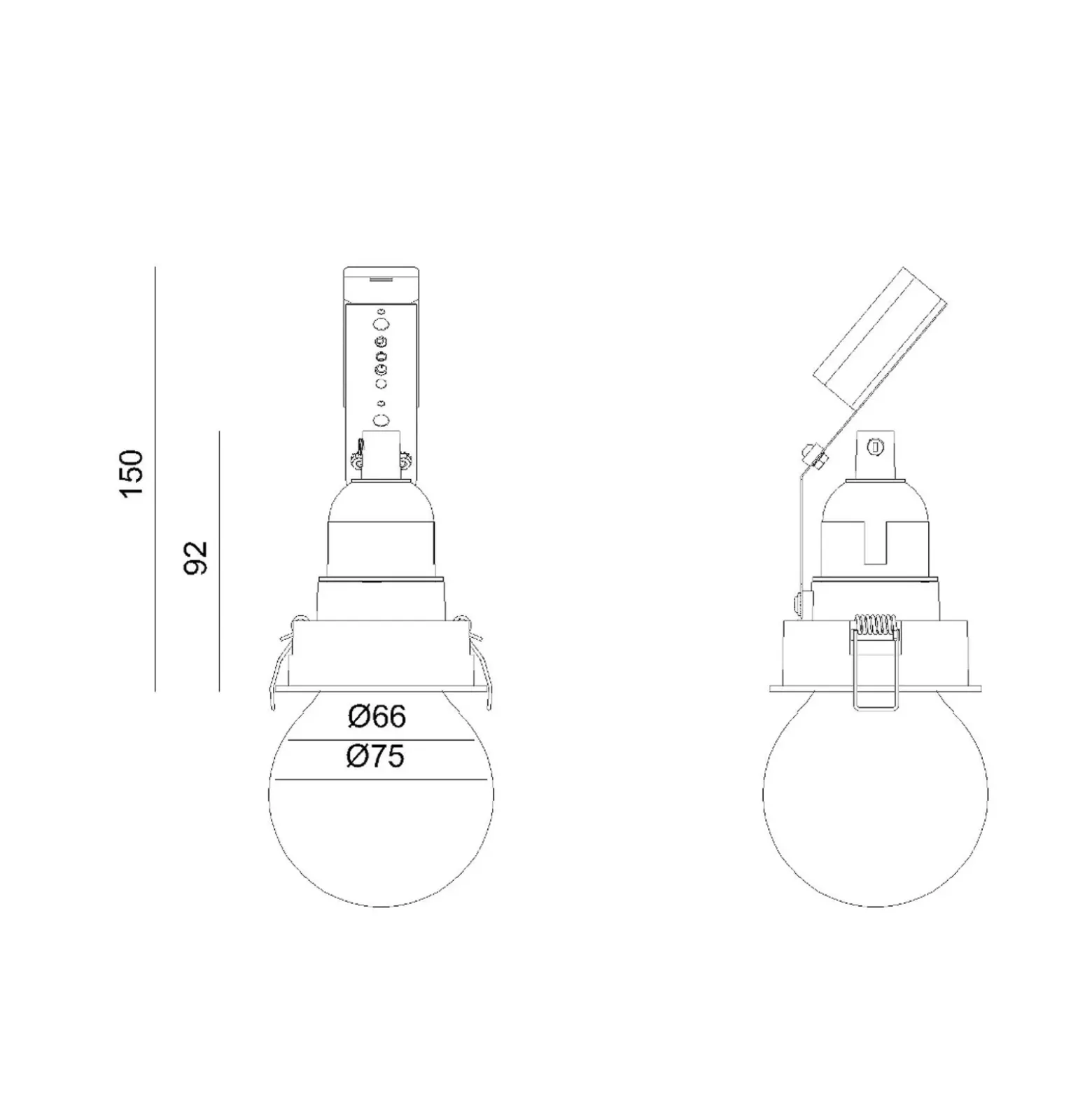 Lámpara empotrable Molto Luce Willi 68R, blanca, aluminio, E27