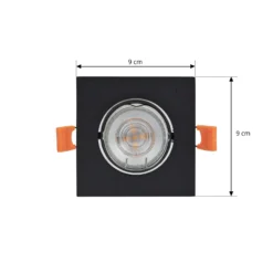Lámpara empotrable PRIOS Fibur, negra, 9 cm, GU10
