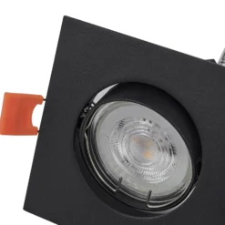 Lámpara empotrable PRIOS Fibur, negra, 9 cm, GU10