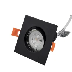 Lámpara empotrable PRIOS Fibur, negra, 9 cm, GU10