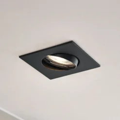 Lámpara empotrable PRIOS Fibur, negra, 9 cm, GU10