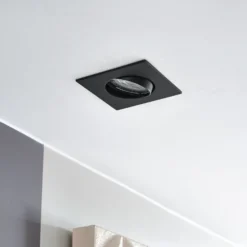 Lámpara empotrable PRIOS Fibur, negra, 9 cm, GU10, paquete de 10