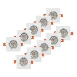 Lámpara empotrable PRIOS Fibur, blanca, 9 cm, GU10, paquete de 10