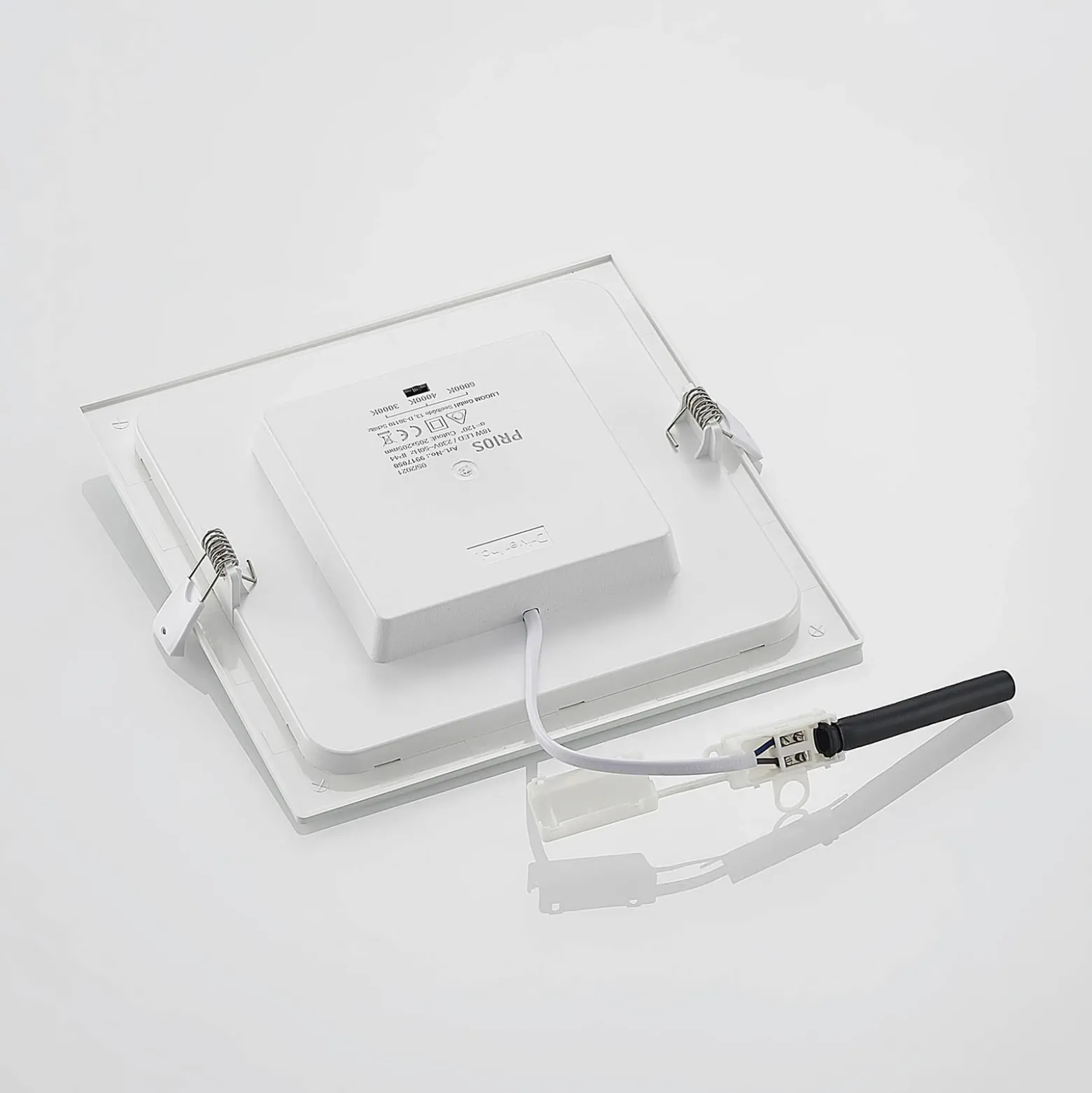Lámpara empotrable Prios LED Helina, blanca, 22 cm, 18 W, atenuable