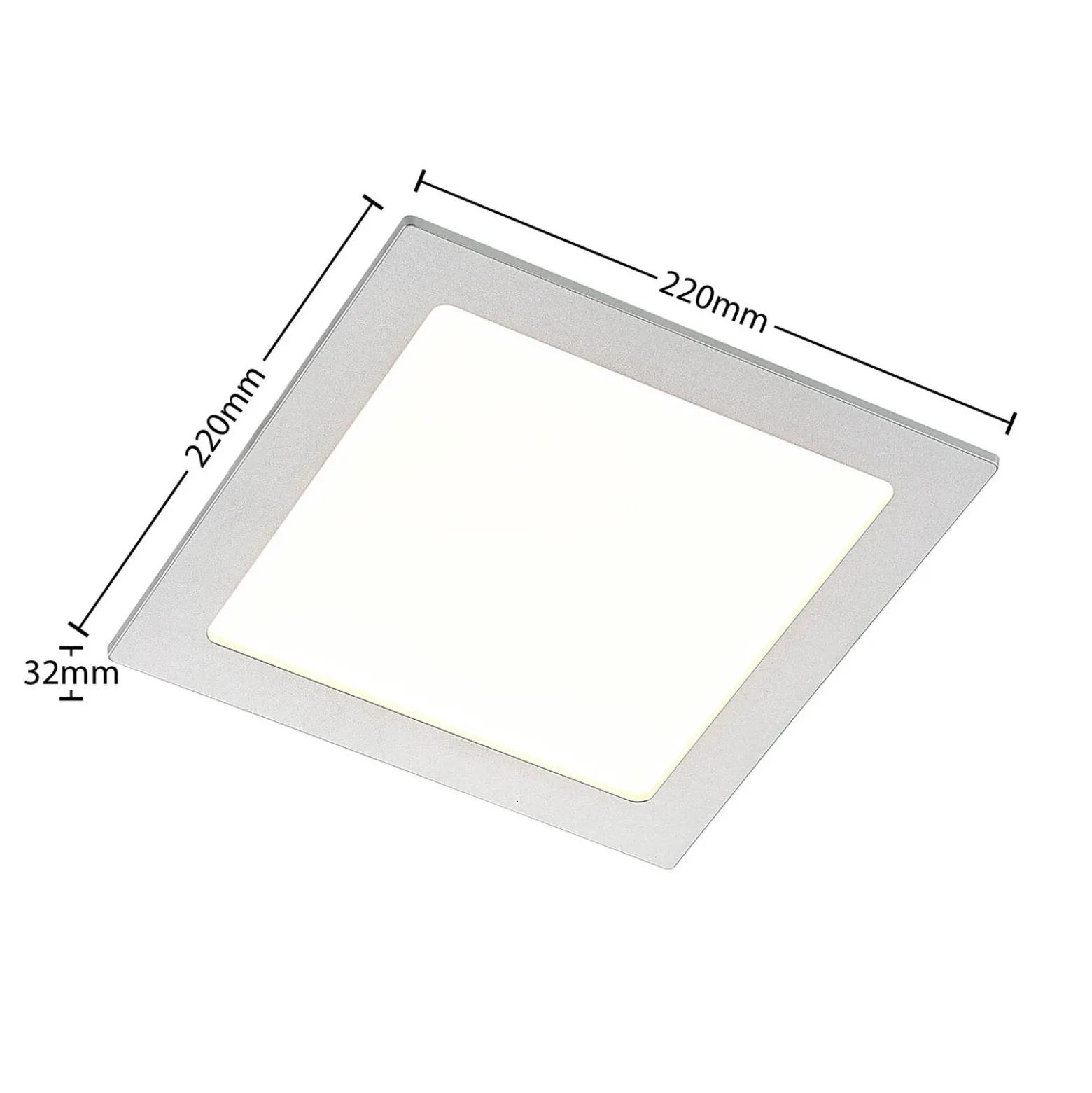 Lámpara empotrable Prios LED Helina, plata, 22 cm, 18 W, atenuable