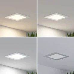 Lámpara empotrable Prios LED Helina, plata, 16,5 cm, atenuable