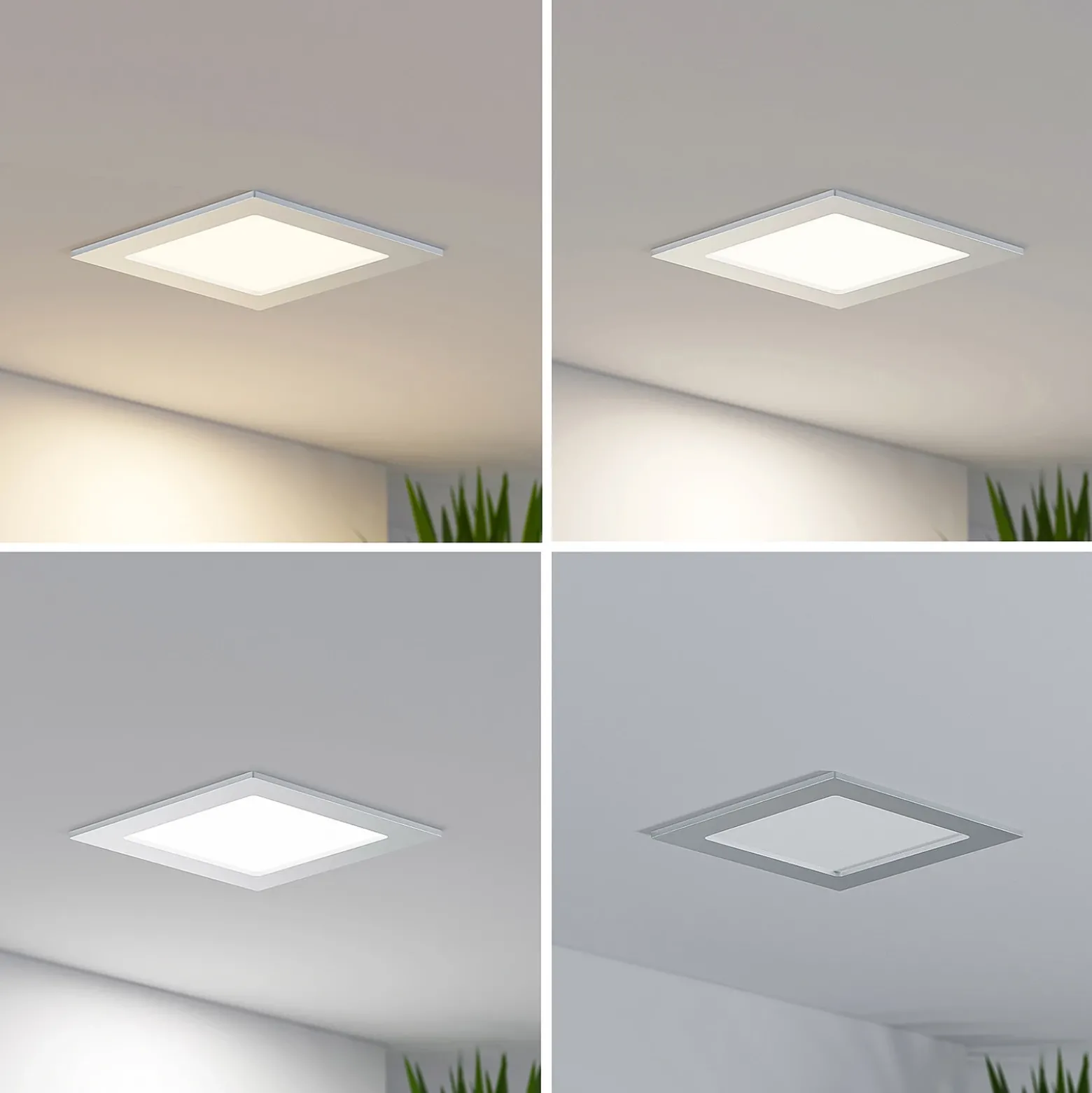 Lámpara empotrable Prios LED Helina, plata, 16,5 cm, atenuable