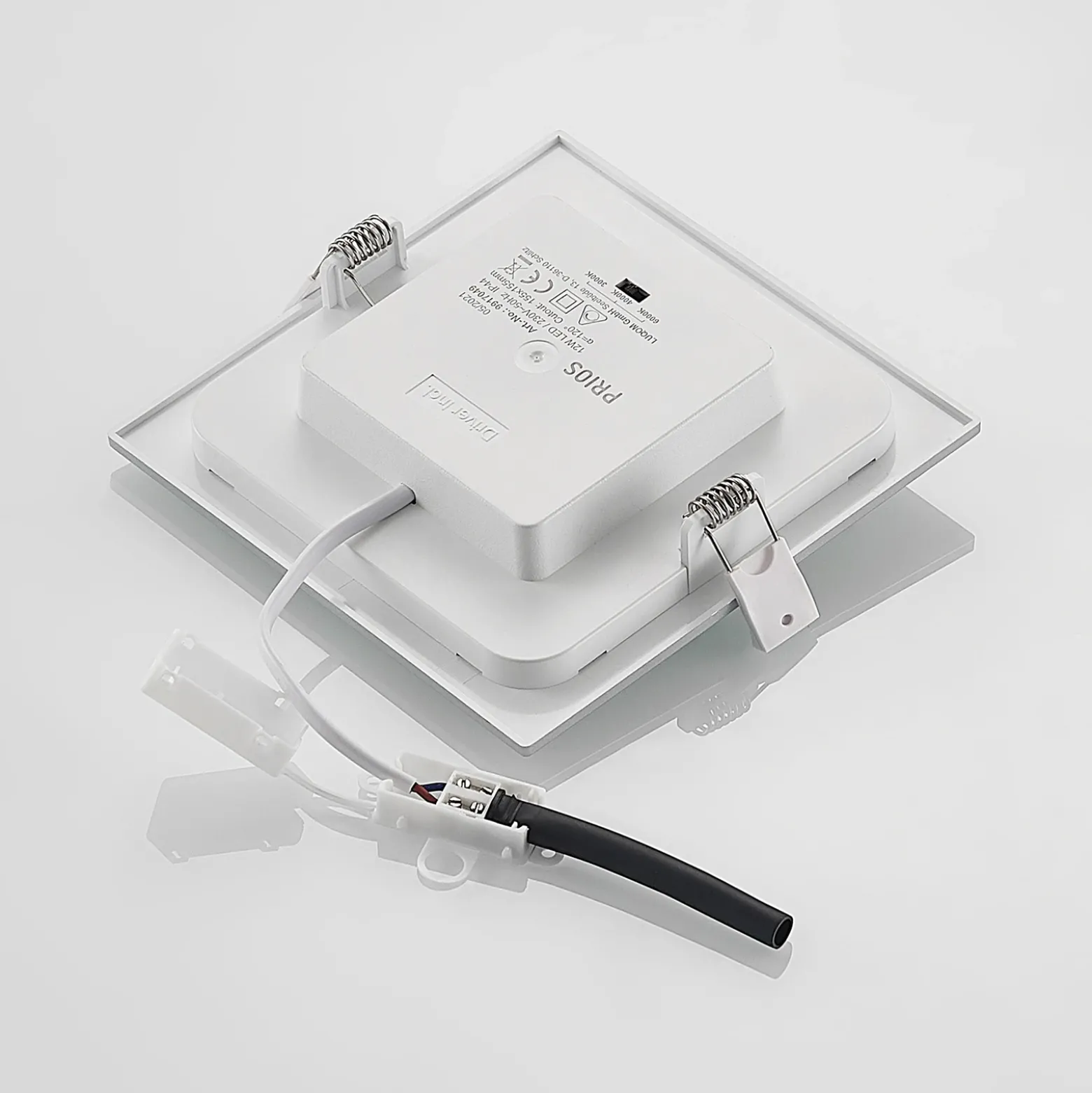 Lámpara empotrable Prios LED Helina, plata, 16,5 cm, atenuable