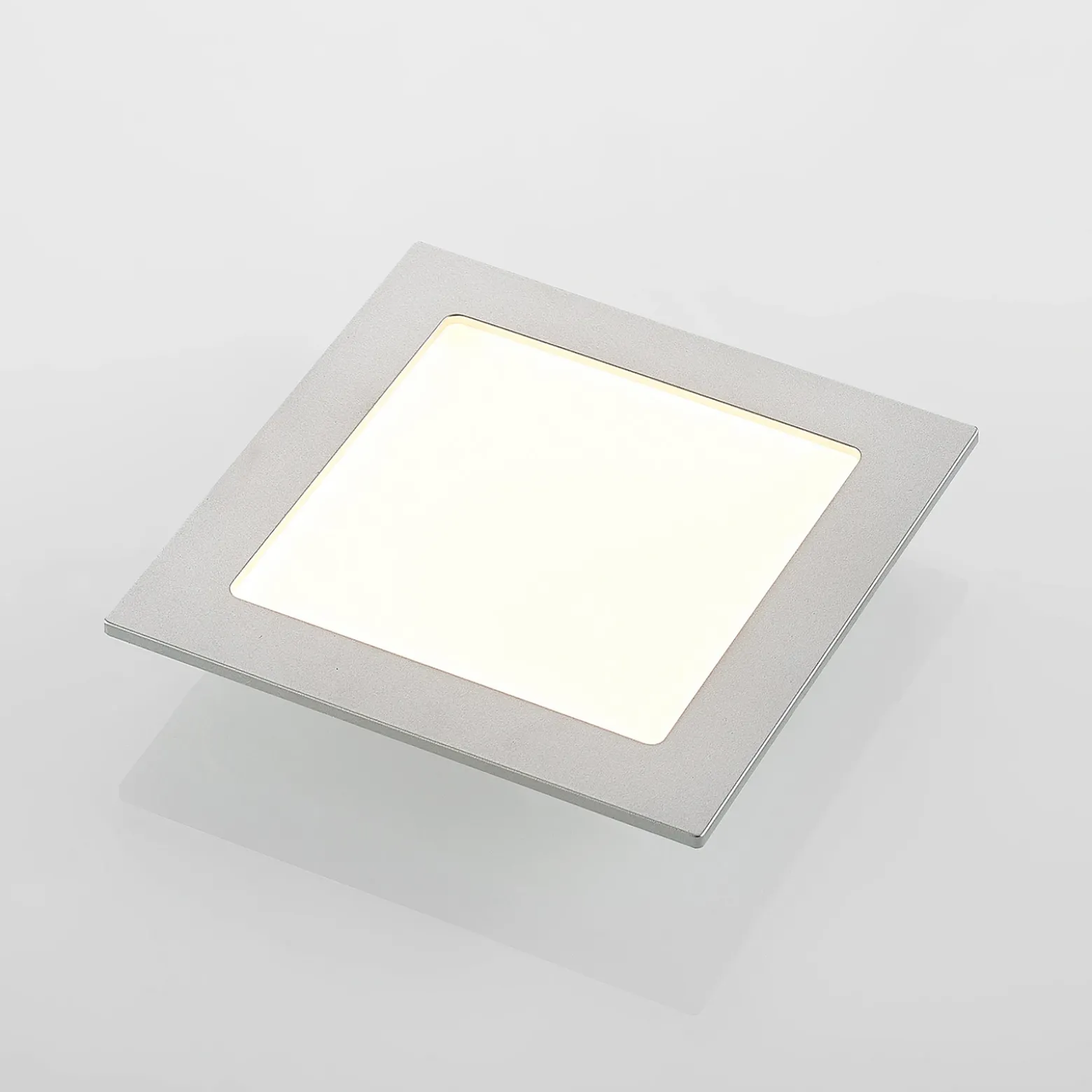 Lámpara empotrable Prios LED Helina, plata, 16,5 cm, atenuable
