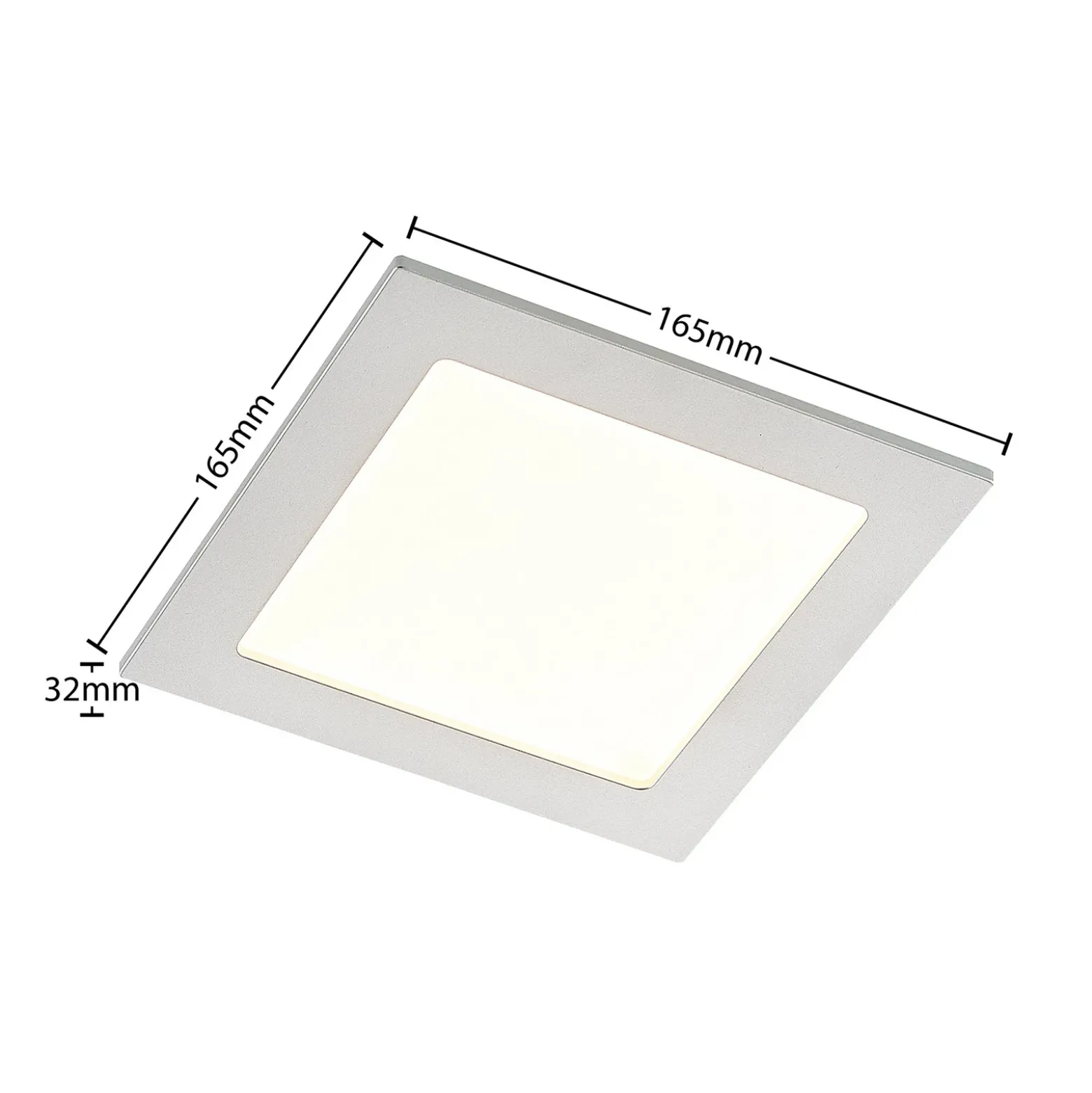 Lámpara empotrable Prios LED Helina, plata, 16,5 cm, atenuable