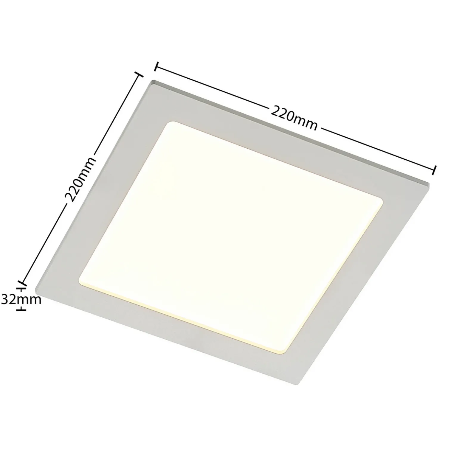 Lámpara empotrable Prios LED Helina, blanca, 22 cm, 18 W, atenuable