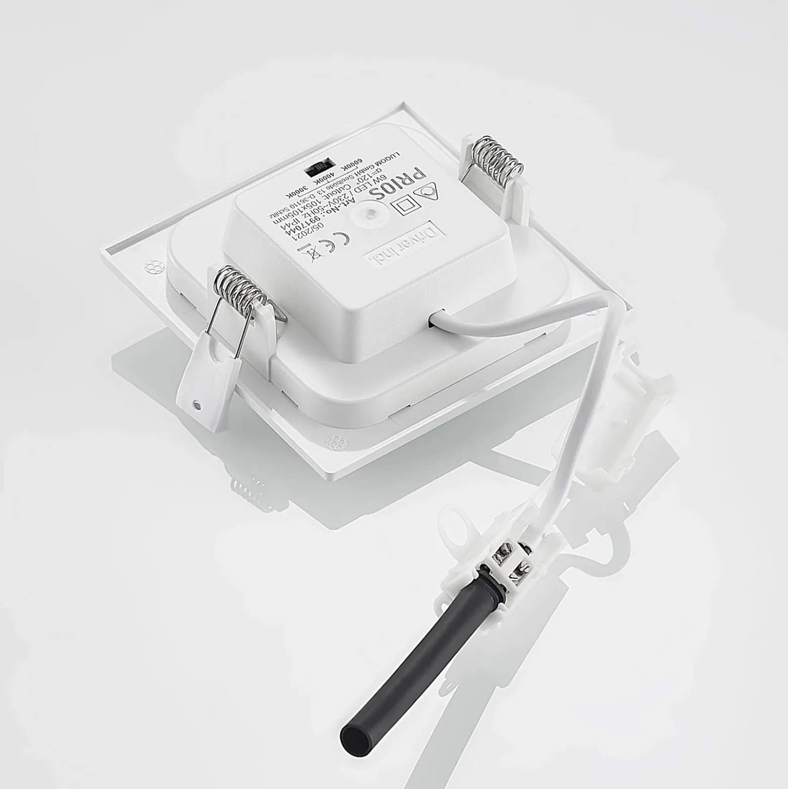 Lámpara empotrable Prios LED Helina, blanca, 11,5 cm, atenuable