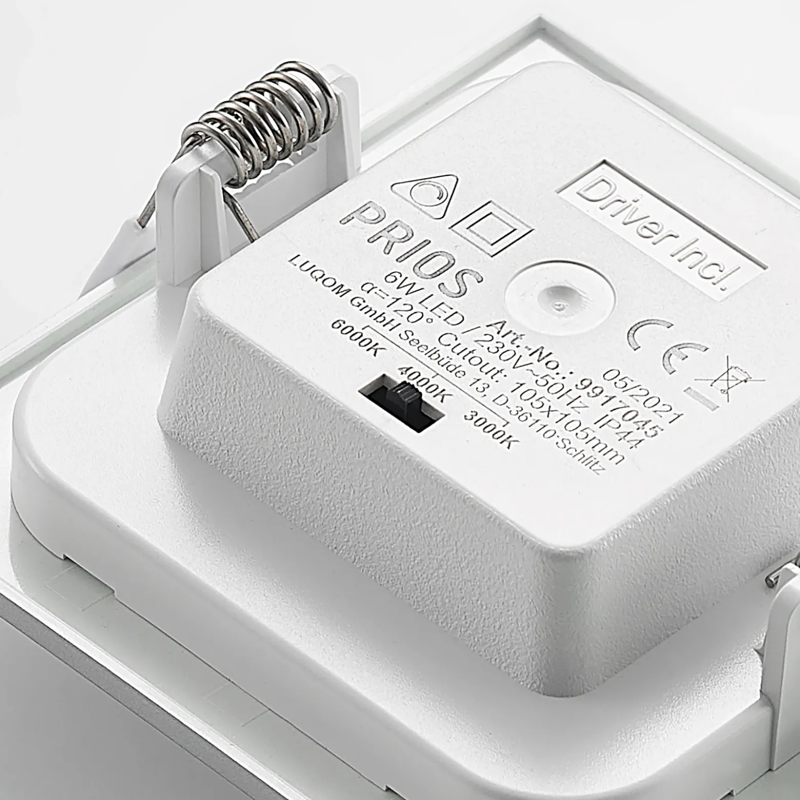 Lámpara empotrable Prios LED Helina, plata, 11,5 cm, atenuable