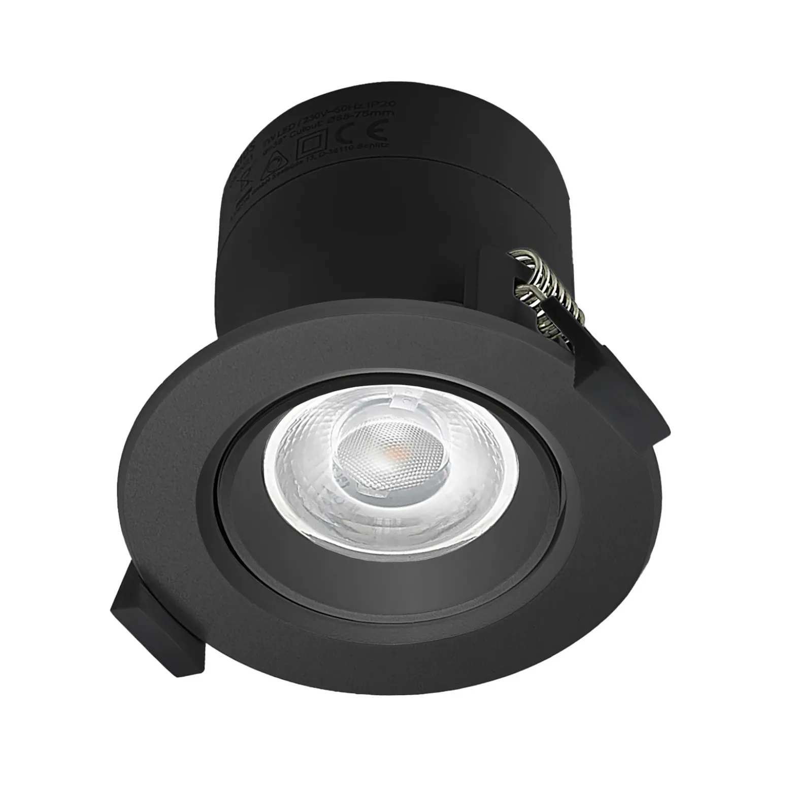 Lámpara empotrable Prios LED Shima, negra, 7 W, 3000K, atenuable