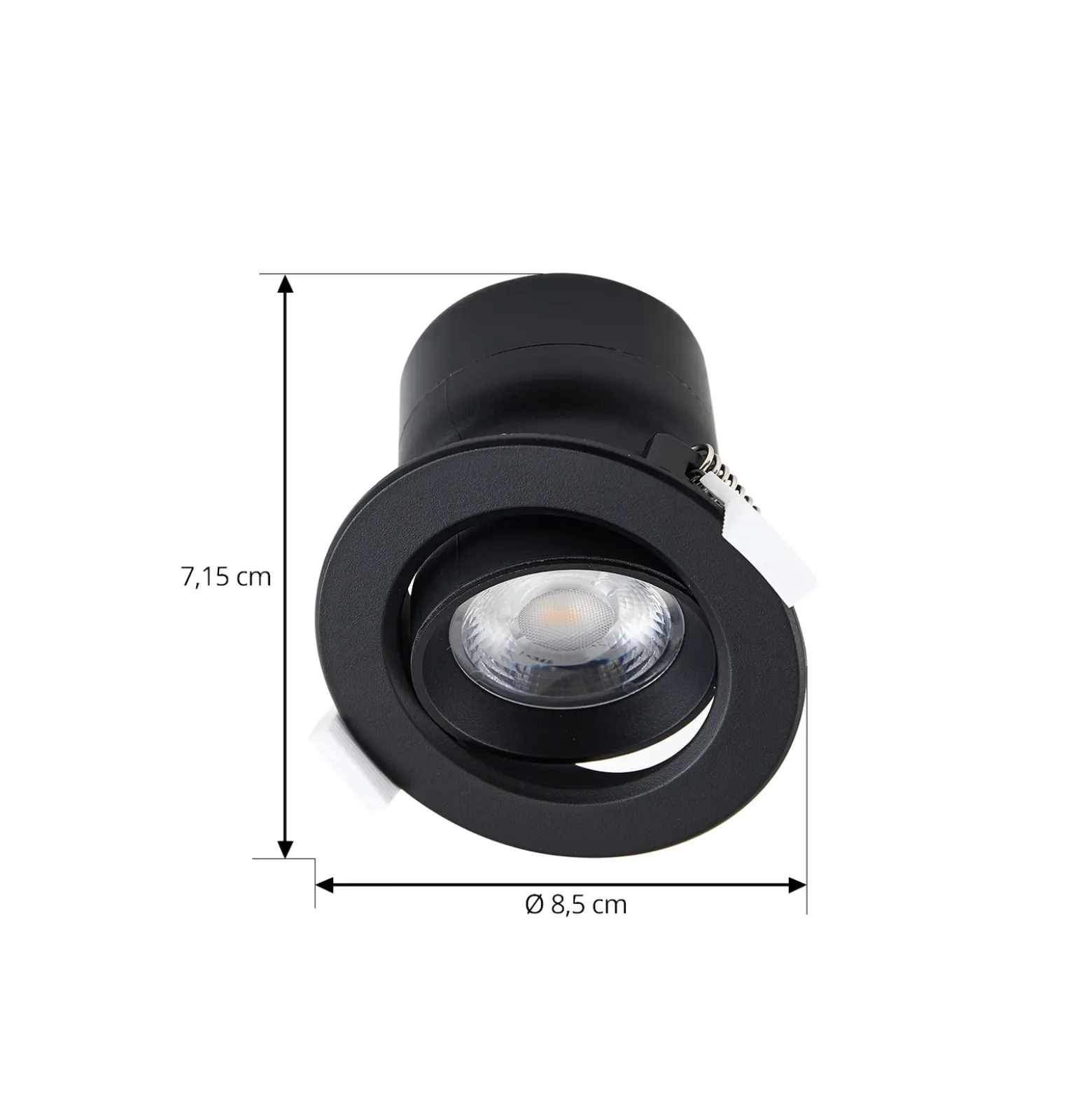 Lámpara empotrable Prios LED Shima, negra, 7 W, 3000K, atenuable