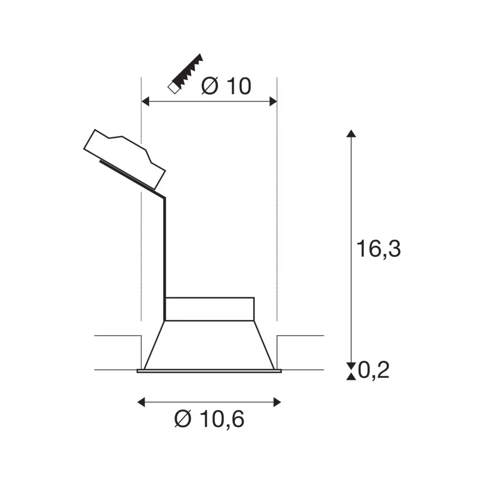 Lámpara empotrable SLV Horn, QPAR51, negra, aluminio, Ø 10,5 cm