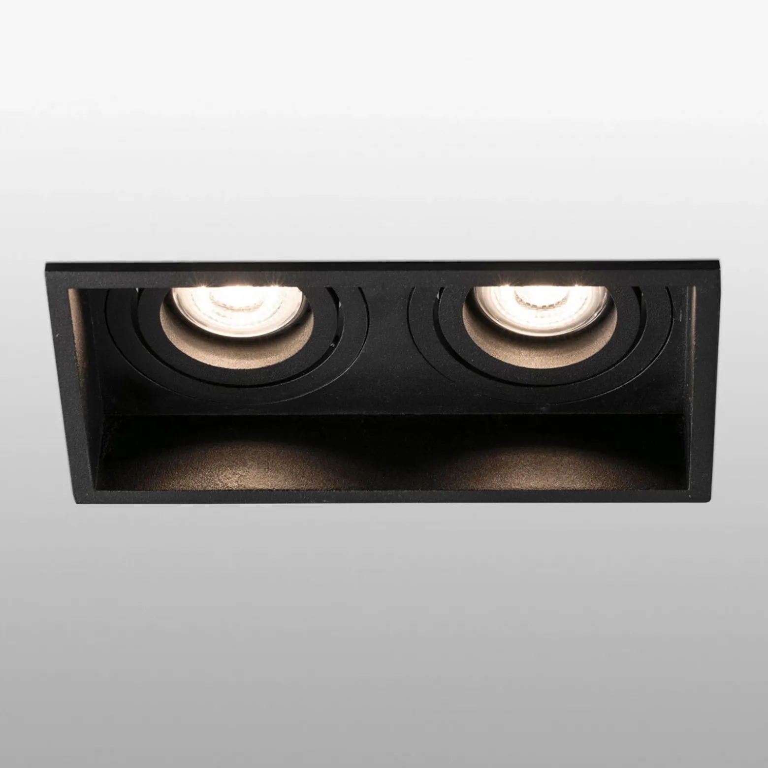 Lámpara empotrada Hyde, 2 luces giratorio en negro