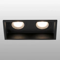 Lámpara empotrada Hyde, 2 luces IP44 en negro
