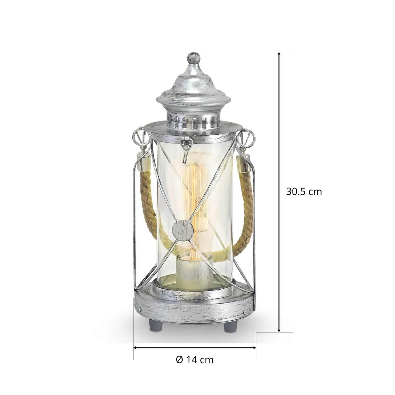 Lámpara farol de sobremesa Kirian plata antigua
