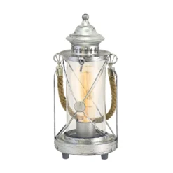 Lámpara farol de sobremesa Kirian plata antigua