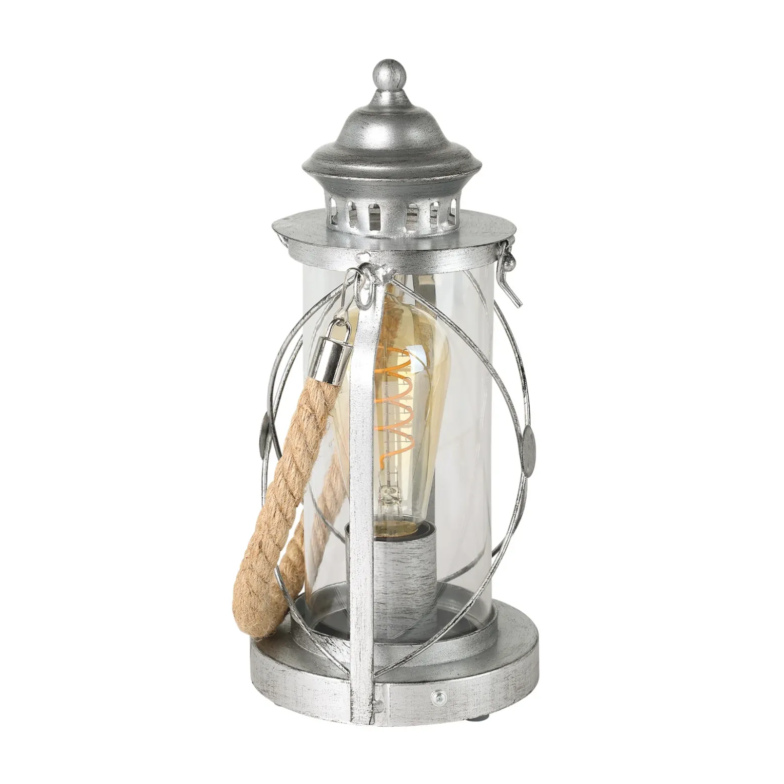 Lámpara farol de sobremesa Kirian plata antigua