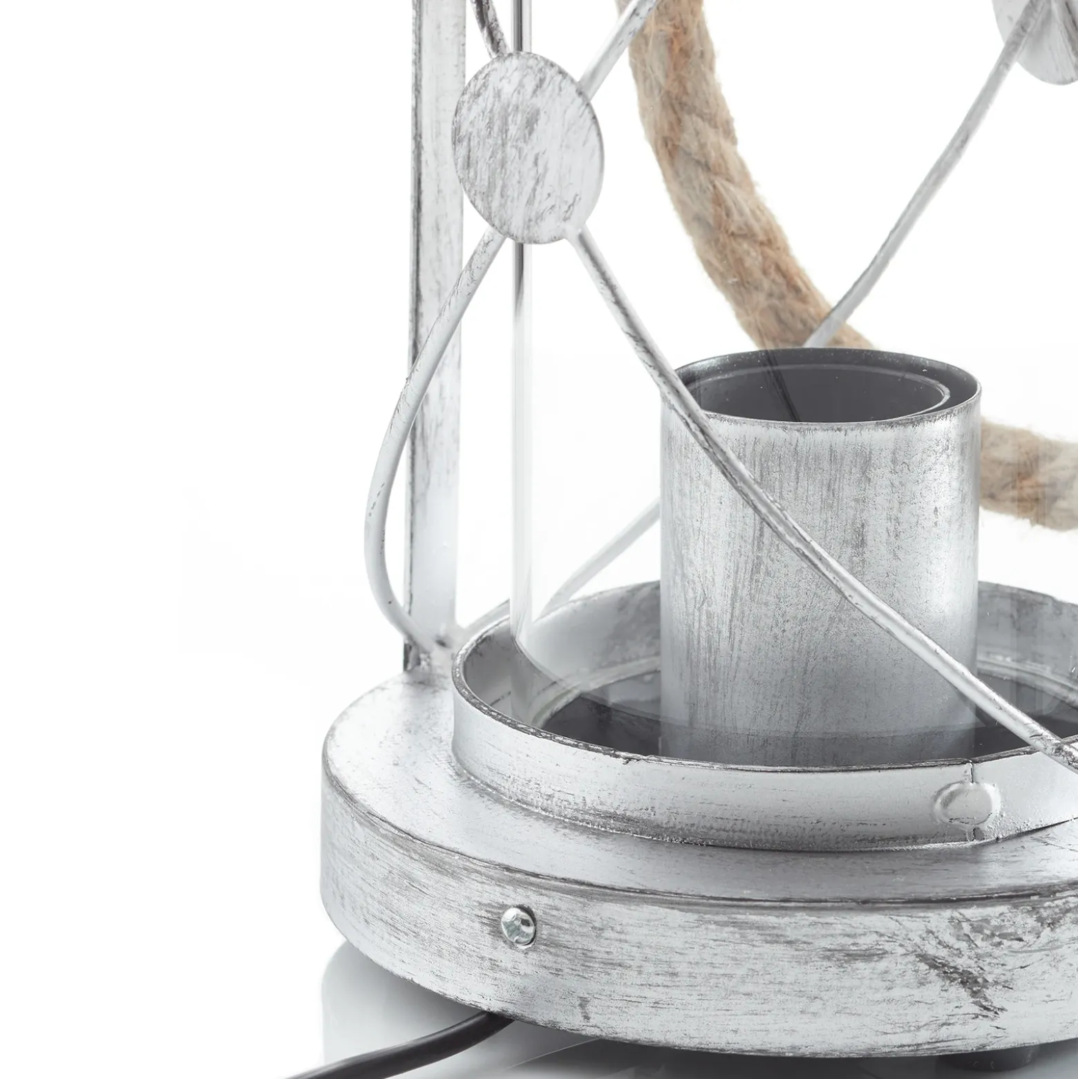 Lámpara farol de sobremesa Kirian plata antigua