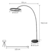 Lámpara LED arqueada Lucande Yekta, negra, 183 cm, atenuable