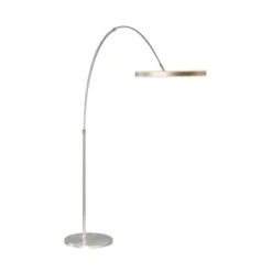 lámpara LED arqueada Ringlux, color acero, metal, CCT, atenuable